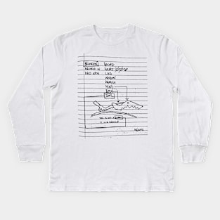 Shark Clip Doodle Black Kids Long Sleeve T-Shirt